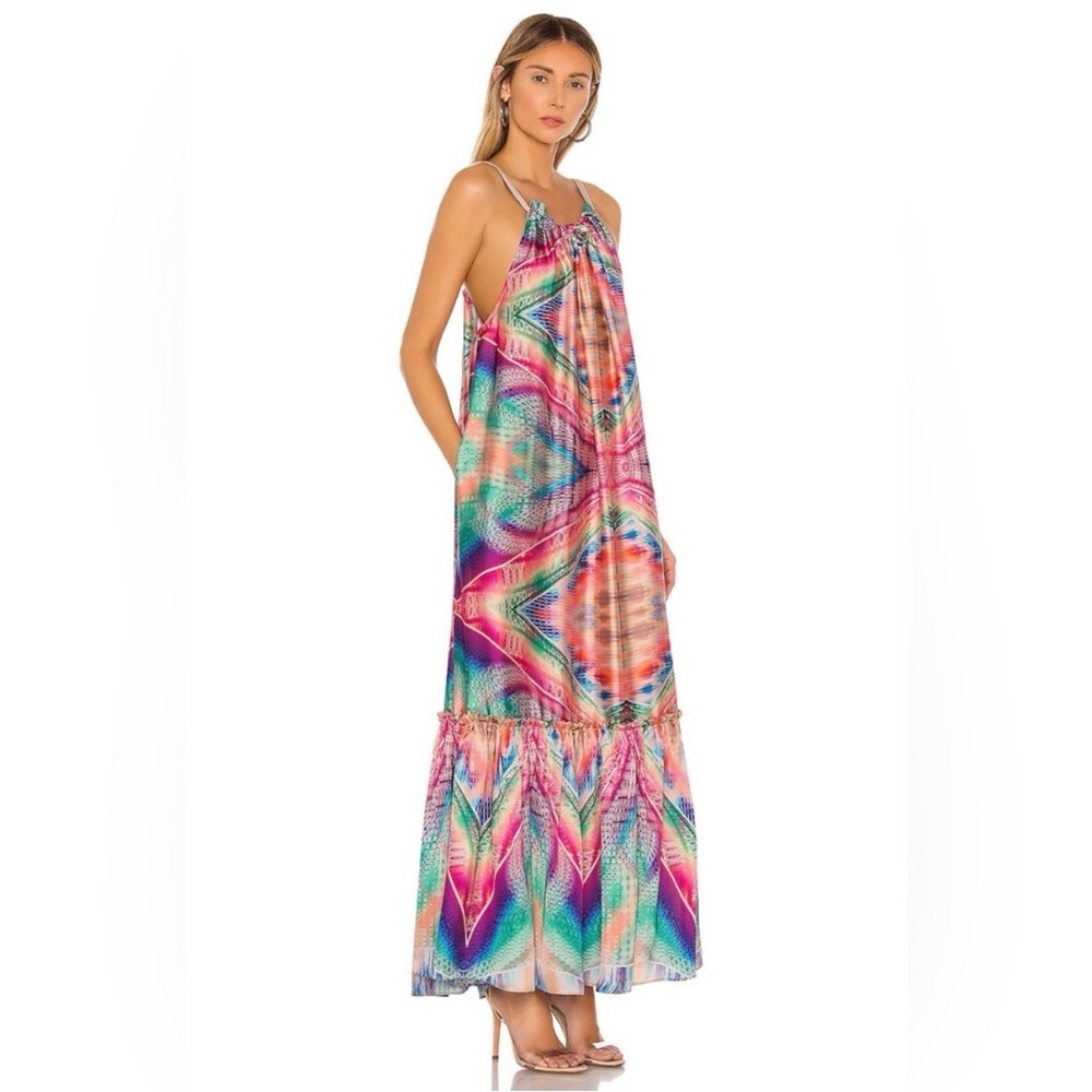 Le Superbe Kaleidoscope Beach Gown Vibrant Multicolor Maxi Dress. Size S